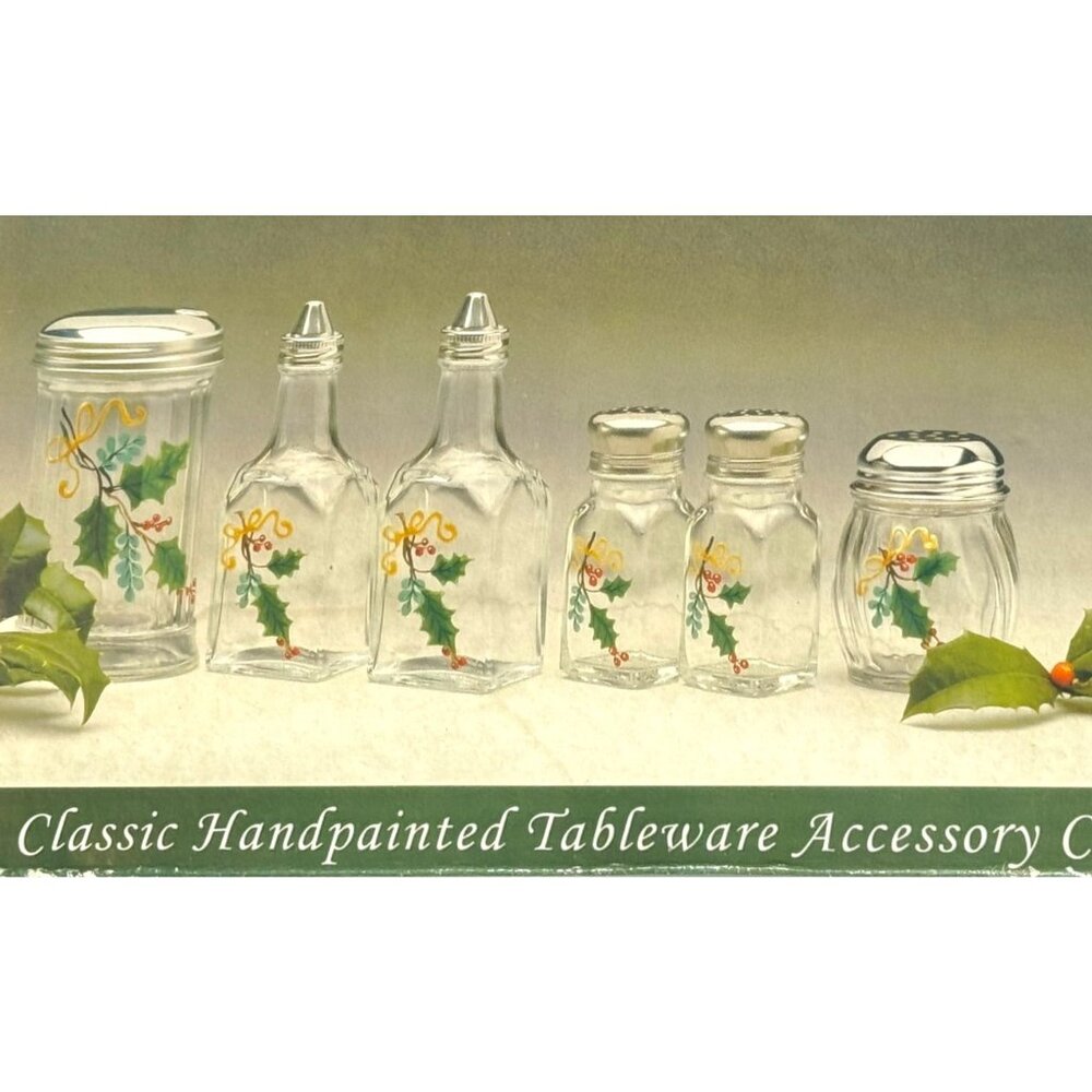 Gemco Ware Hand Painted Tableware Accessory Holly Collection Set Of 6